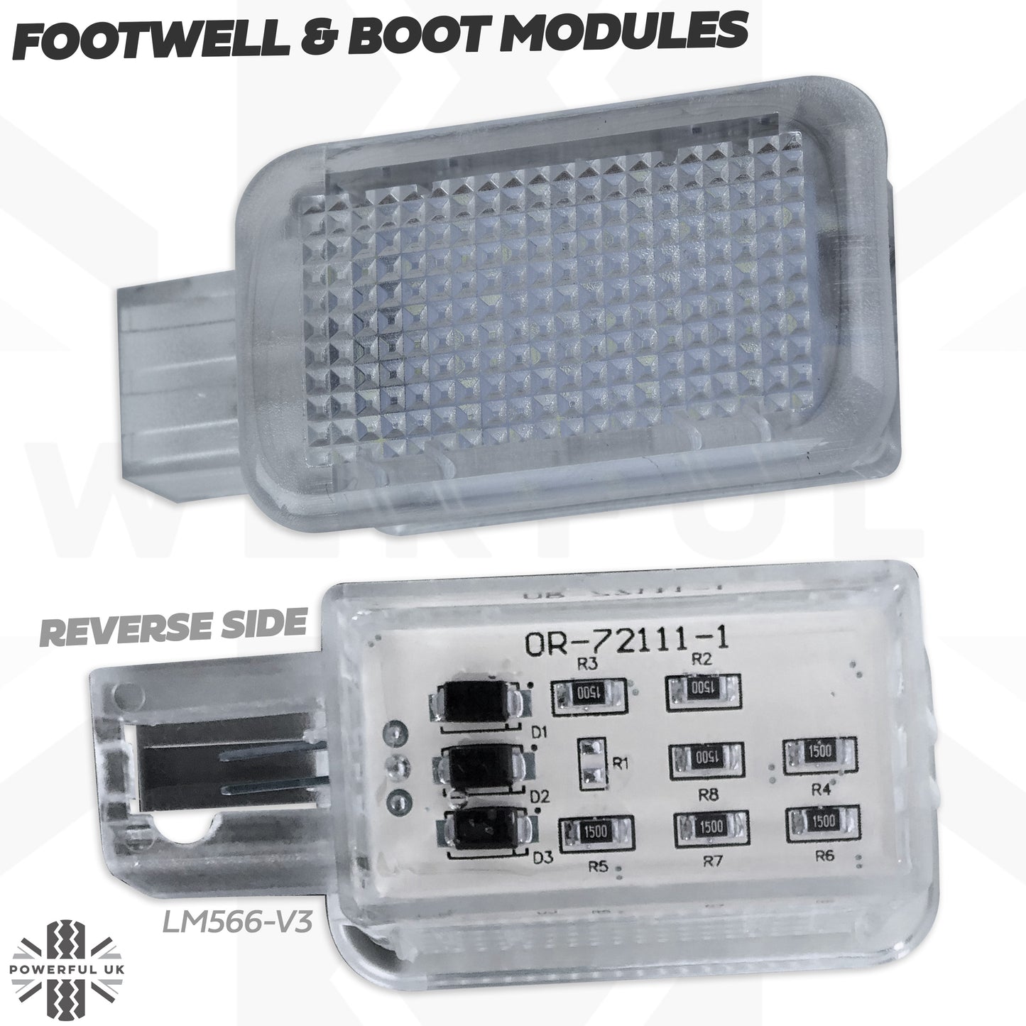 WHITE LED interior boot lamp upgrade for Range Rover L405  (3pc)