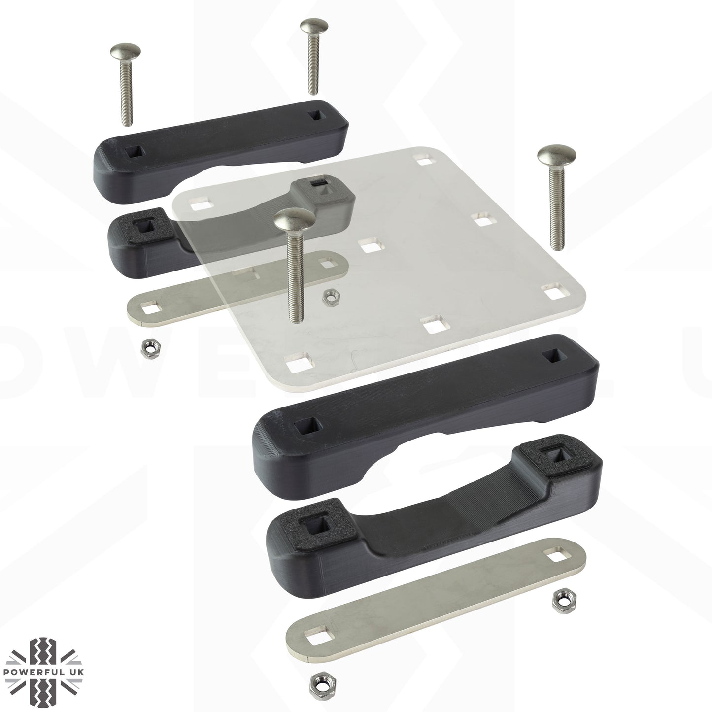 Roof Cross Bar Mount Clamp Kit for the Land Rover Discovery 3&4 - Kit A - Stainless Steel Top