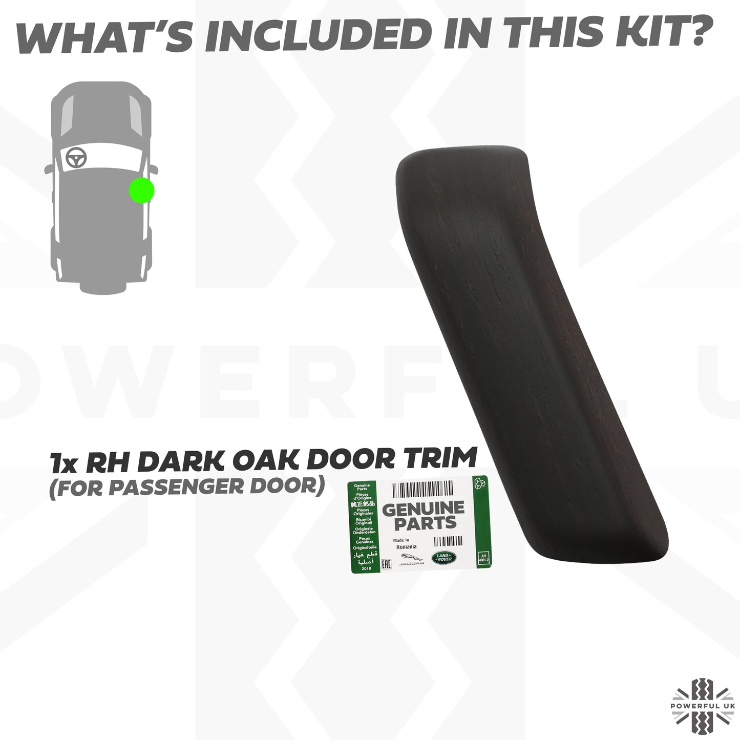 Interior Door Pull Finisher (Genuine) in Dark Oak for Defender L663 90 - LHD