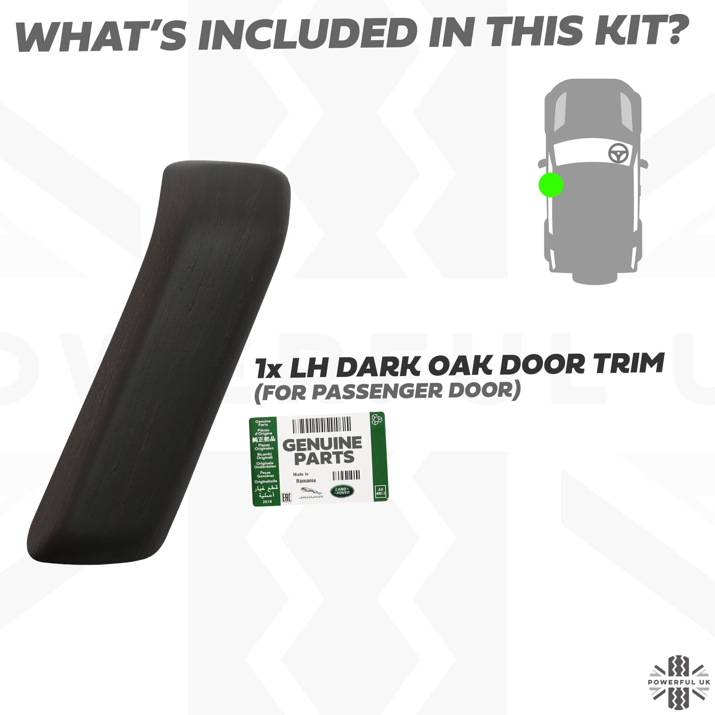 Interior Door Pull Finisher (Genuine) in Dark Oak for Defender L663 90 - RHD