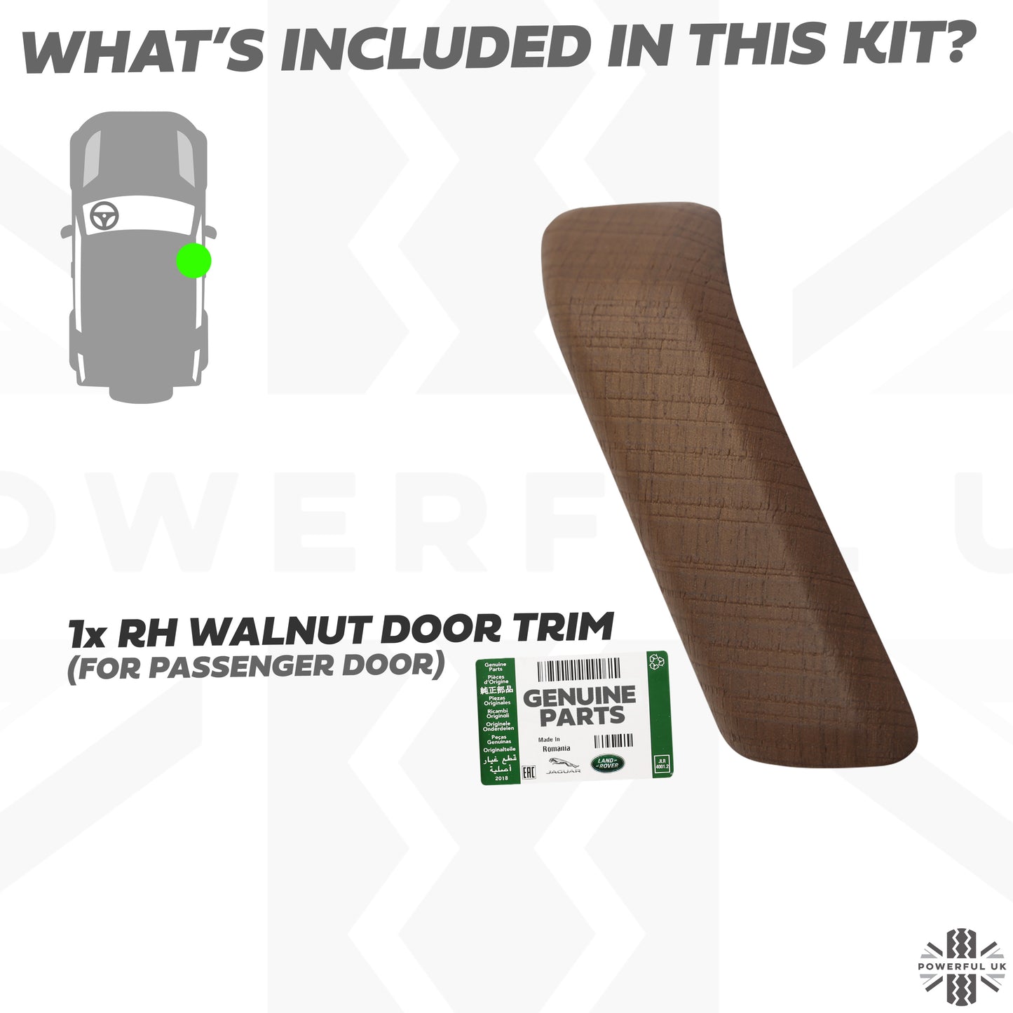 Interior Door Pull Finisher (Genuine) in Walnut for Defender L663 90 - LHD