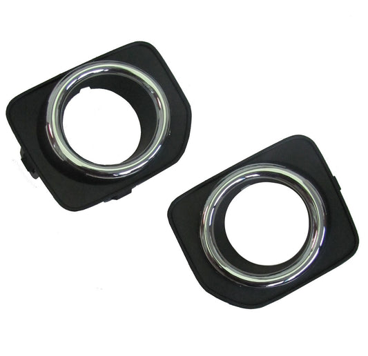 Front Bumper Fog Lamp Bezels - Black + Chrome - for Land Rover Discovery 4 2014-16