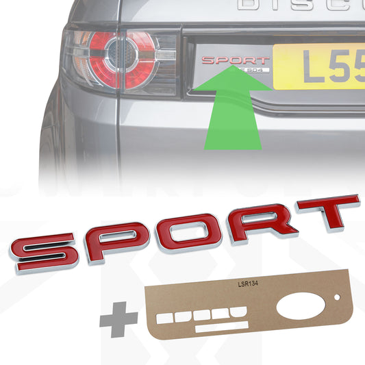 Tailgate SPORT Lettering - Chrome & Red for Land Rover Discovery Sport