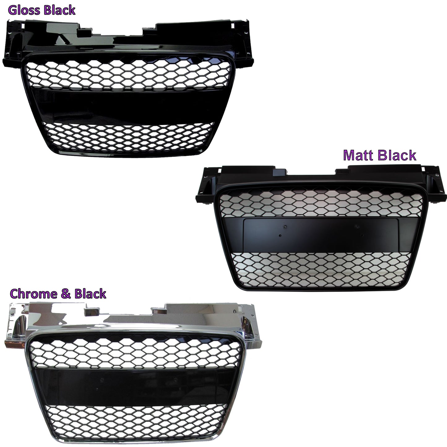 TTRS style conversion front grille for Audi TT - Black