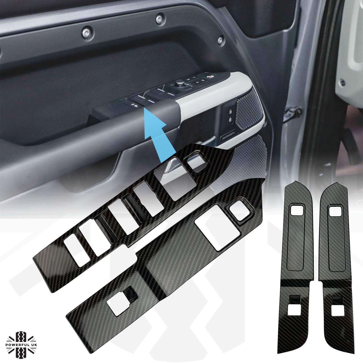 Window Switch Surround Trim - Carbon Fibre - for Land Rover Defender L663 LHD