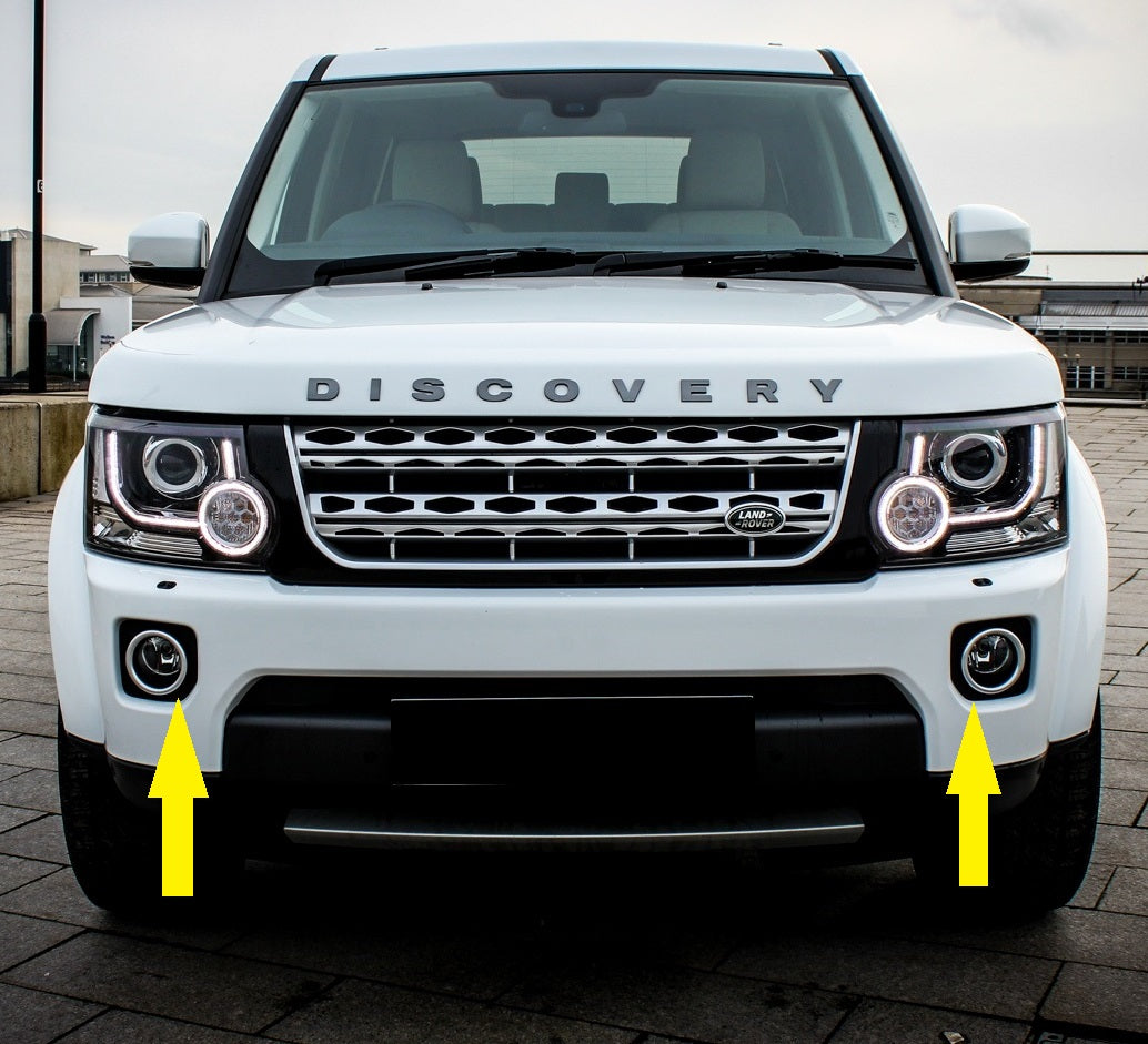 Front Bumper Fog Lamp Bezels - Black + Silver - for Land Rover Discovery 4 2014-16