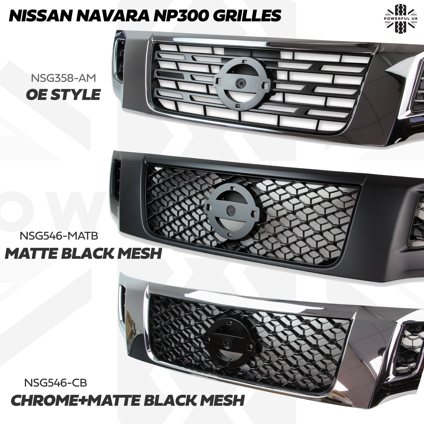 Mesh Front Grille - Chrome & Black - Nissan Navara NP300