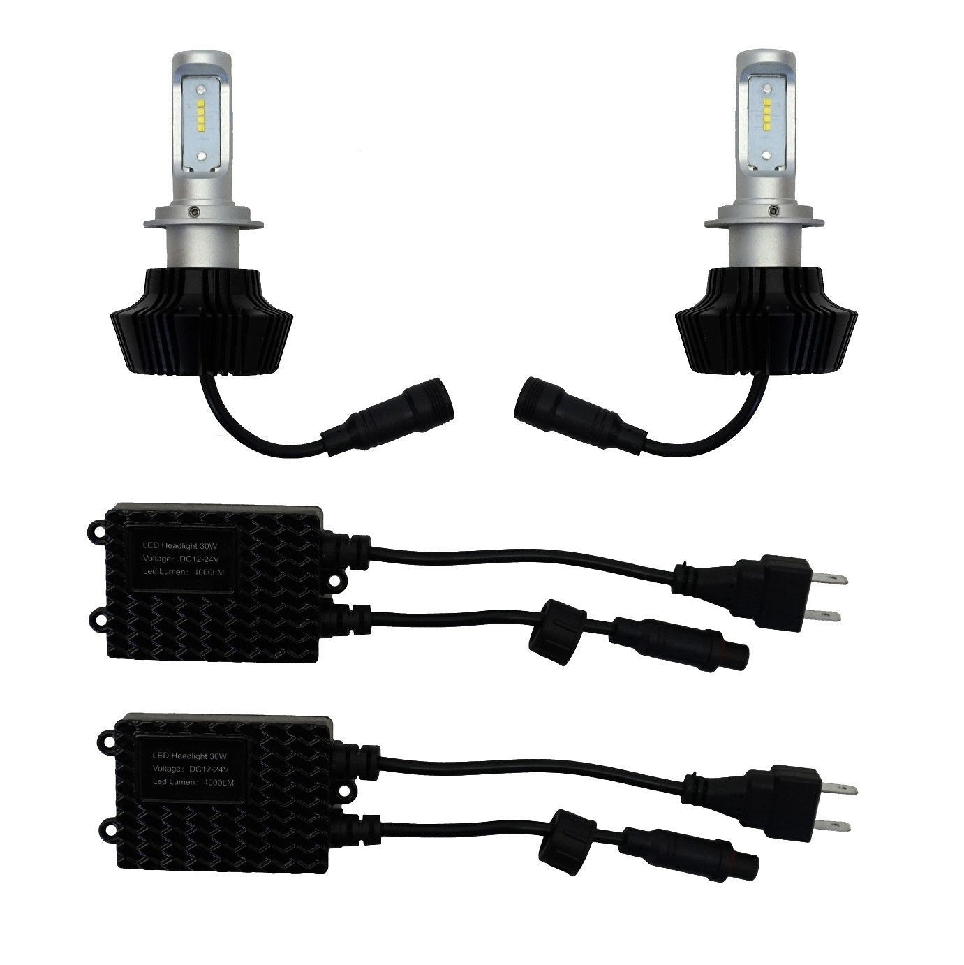 H7 LED 4000 LM Headlight bulbs - White (Pair)