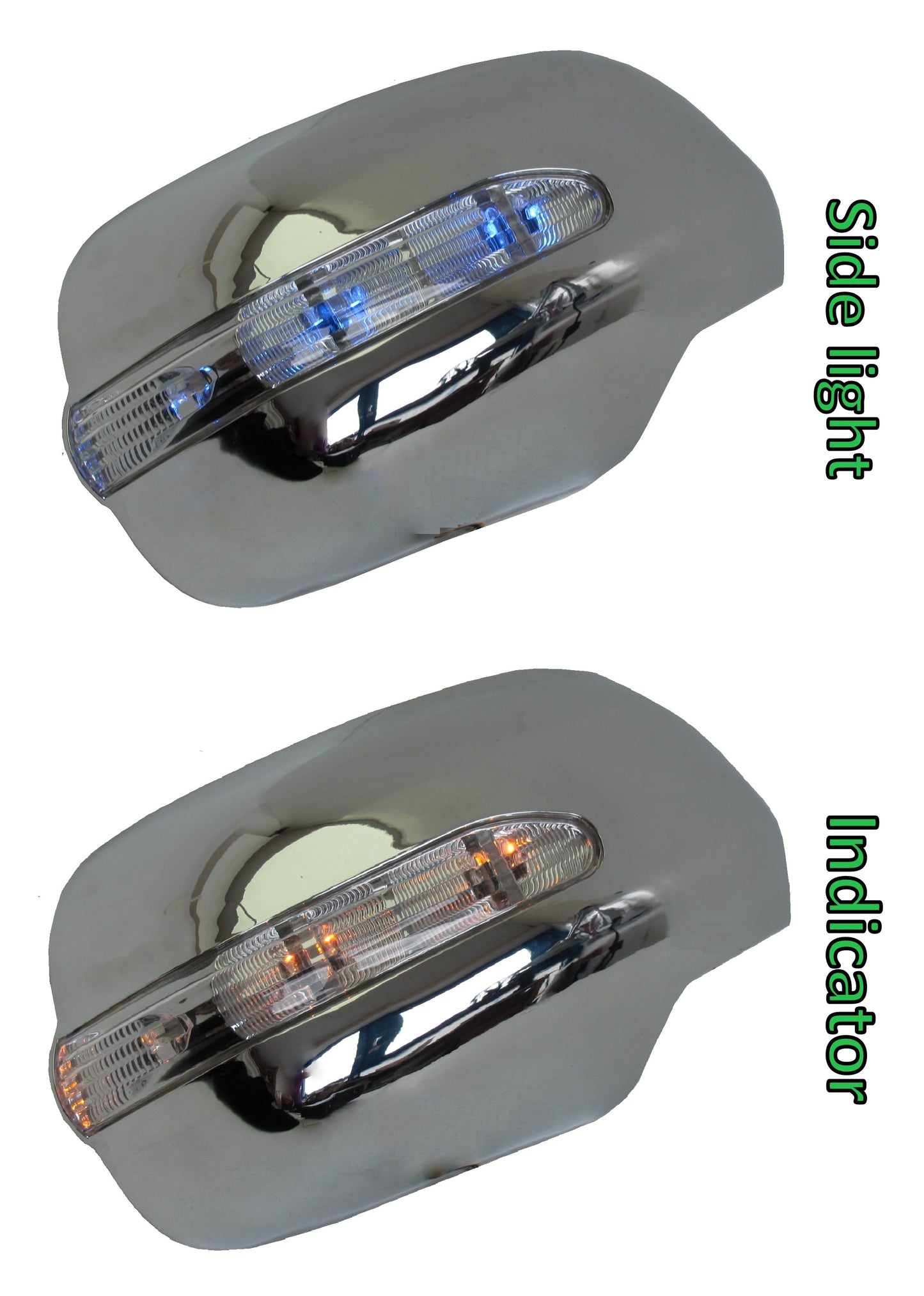 Mirror Covers with LED Indicator - Chrome - for Toyota Hilux MK6
