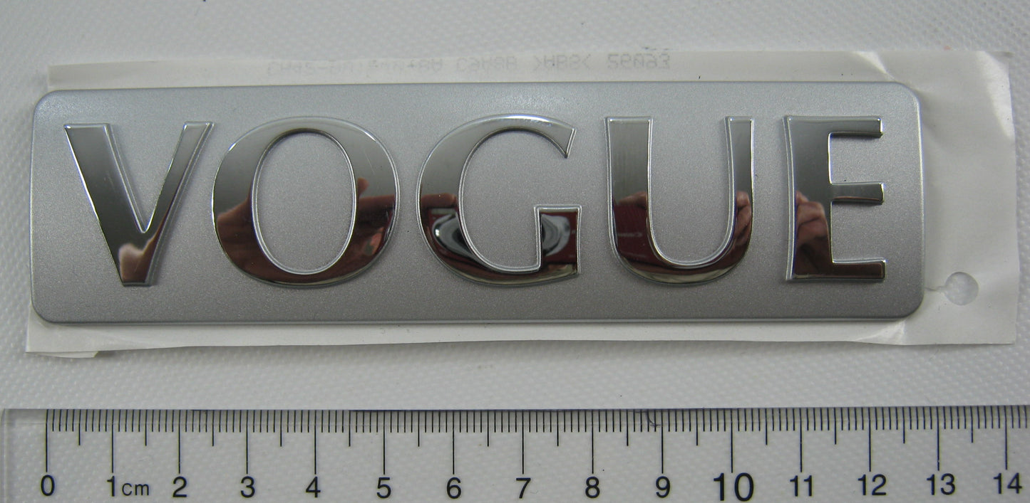 One Piece VOGUE Badge - Silver & Chrome for Range Rover