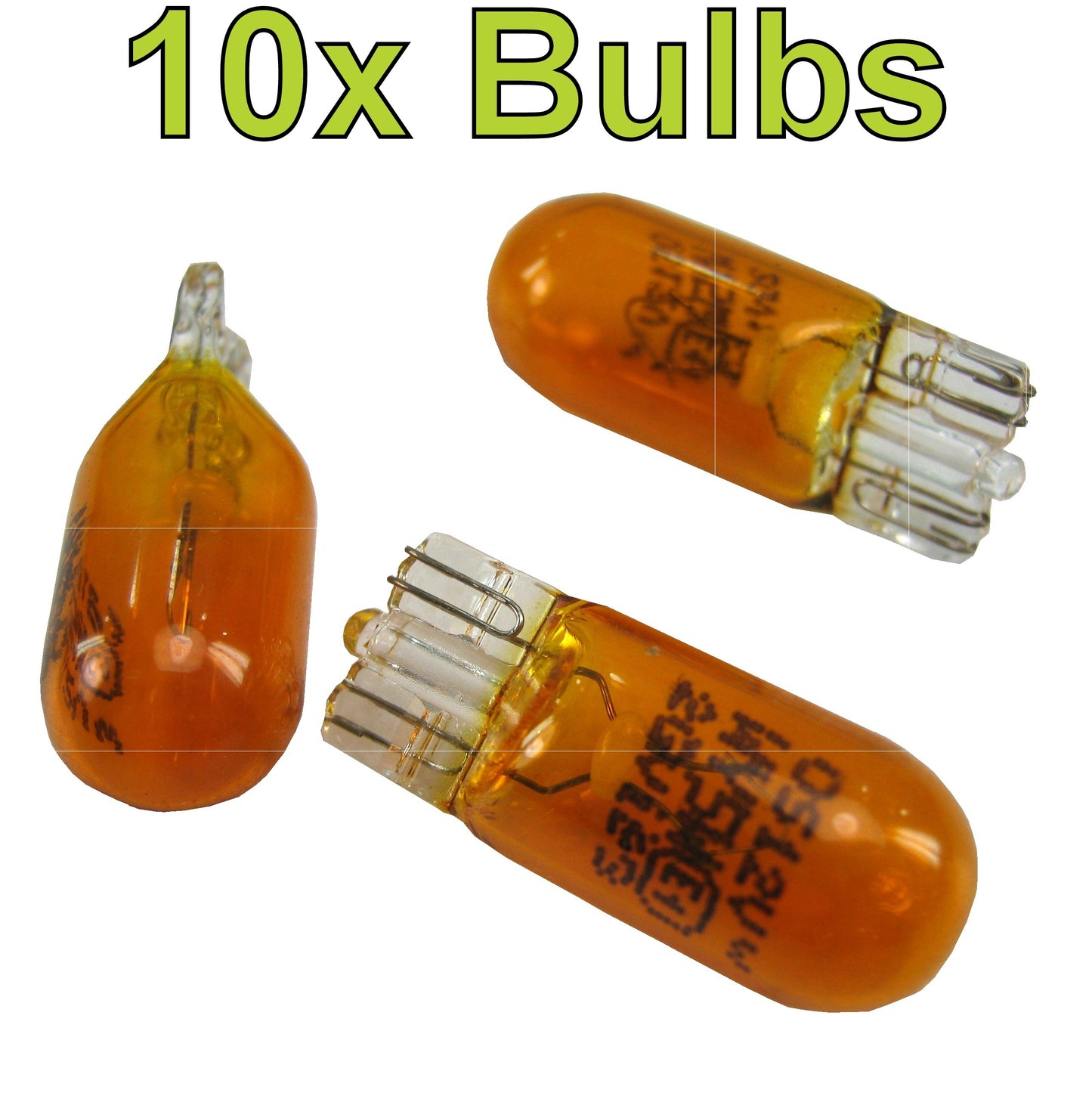 T10 AMBER Side Repeater Bulb 12v 5W (Pack of 10) E Mark approved
