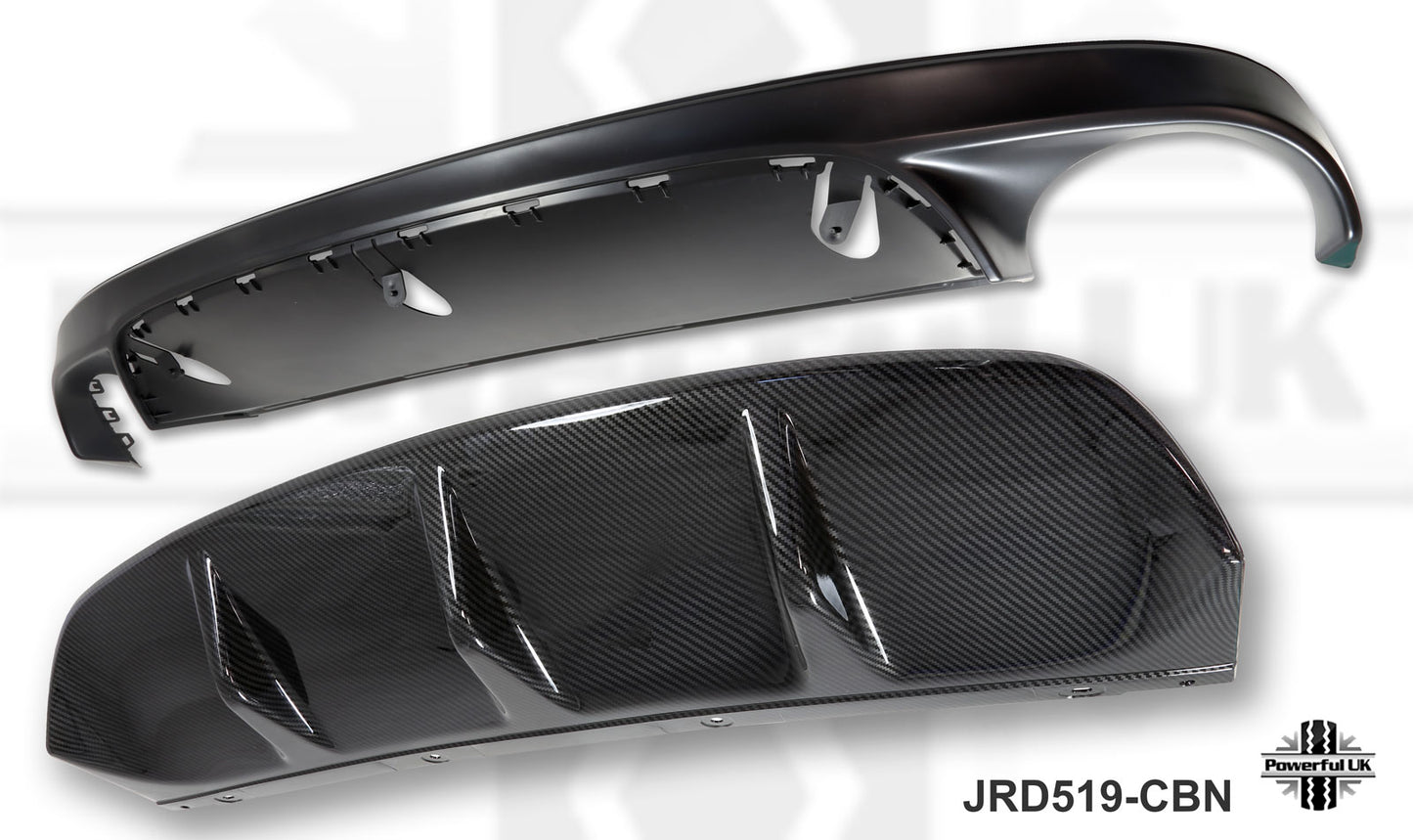 Rear Bumper Valance & Diffuser - 2pc - Carbon Fibre Effect for Jaguar XF