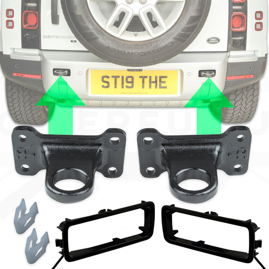Tow Loop Upgrade Kit E - Black Loops + Genuine Finisher Inserts for Land Rover Defender L663