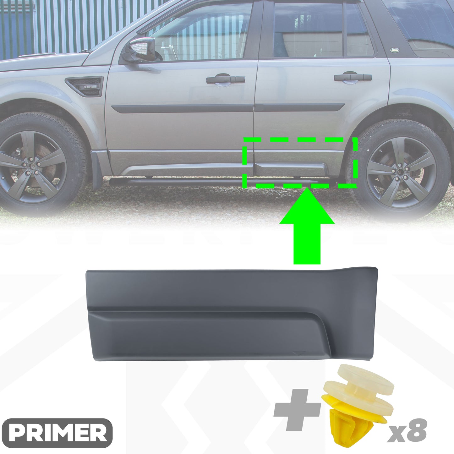 HST/Dynamic Lower Door Moulding in Primer - Rear Left Door - for Land Rover Freelander 2