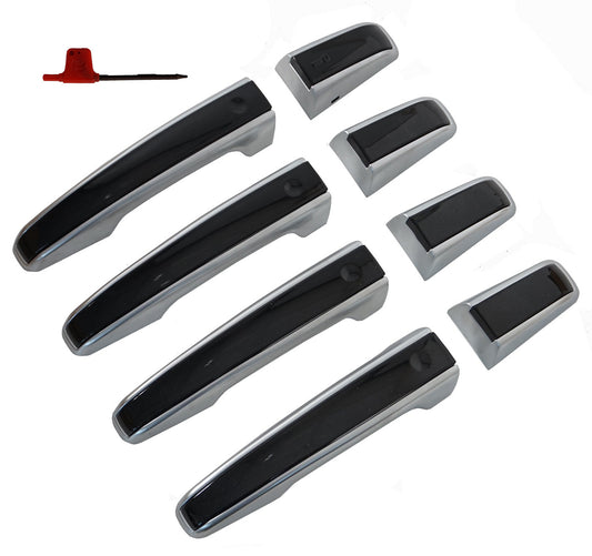 'Autobiography Style' Door Handles Skins in Silver & Black for Land Rover Discovery Sport
