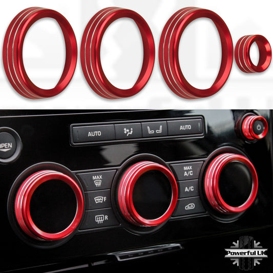 Climate Control Trim Kit Set in Anodised Red for Land Rover Discovery 5 L462