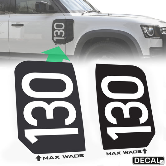 Door/Side Vent Decal Kit - '130' - Matte Black for Land Rover Defender L663