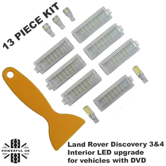 LED Interior Light Upgrade Kit - 13 pc - White - for Land Rover Discovery 3 & 4