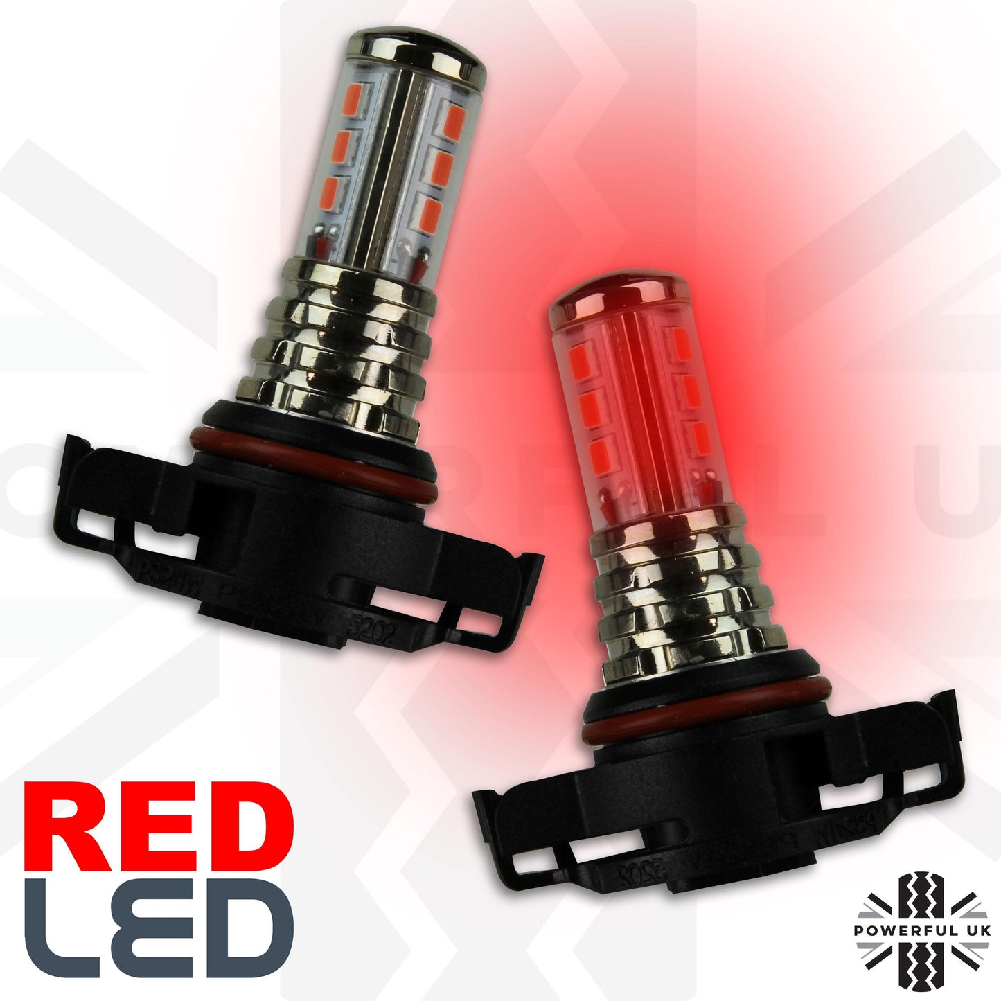 Red LED Bulb (PS19W) - for Rear Fog Lamps - PAIR