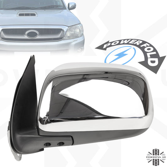 Wing Mirror Assembly - Chrome - LH - for Toyota Hilux Mk6 (WITH power fold)