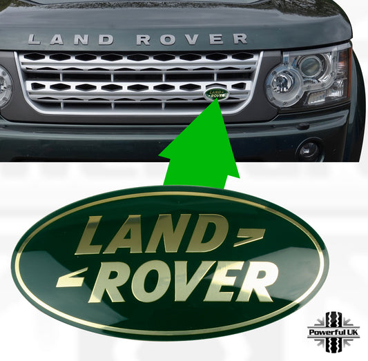 Genuine Front Grille Badge - Green & Gold - for Land Rover Discovery 4 Style Grille (LR4G497 & LR4G625)
