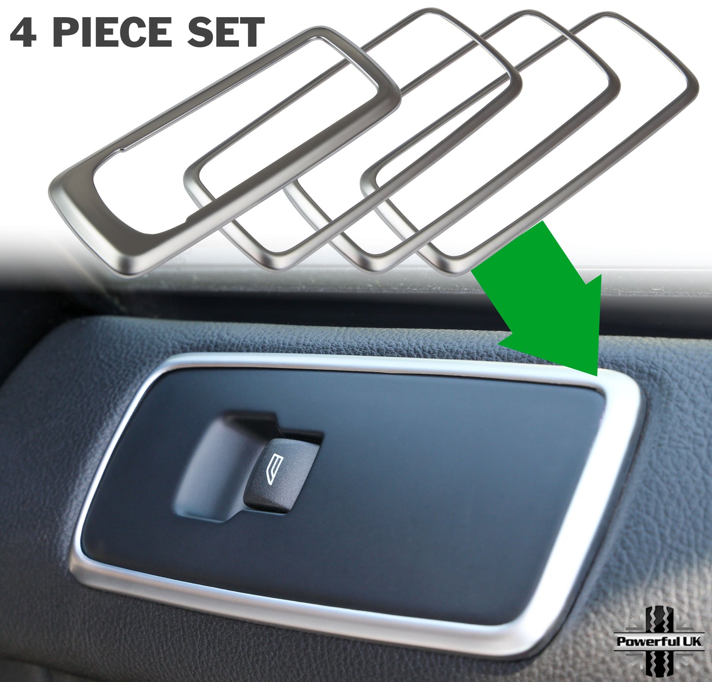 Interior Window Switch Surround Trim (4 pc) - Silver - for Land Rover Discovery 4