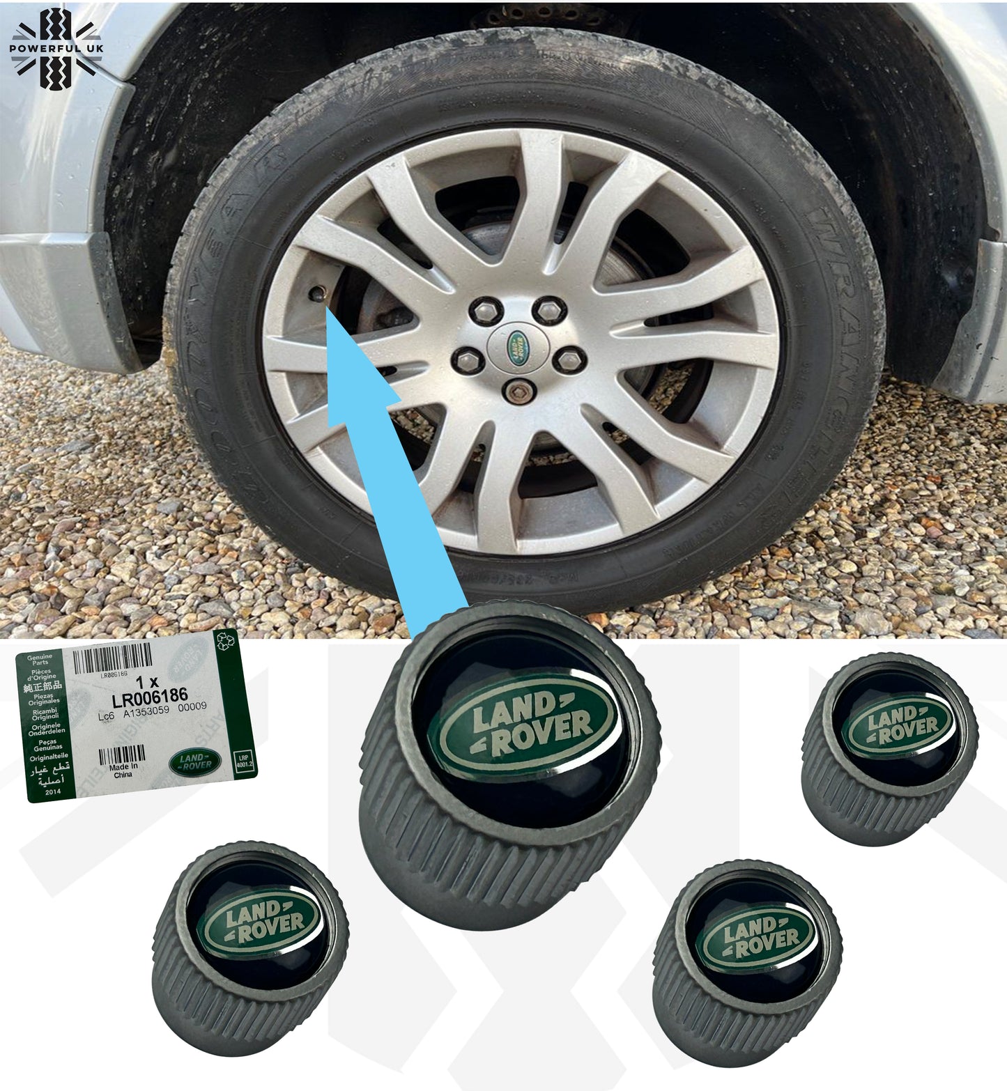 "Land Rover" Dust Valve Caps (4pc) for Range Rover Sport - Genuine