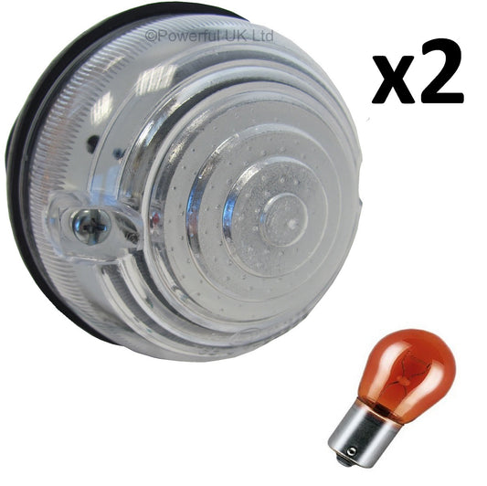 Front Clear Chrome Indicator Light Lamp Upgrade Kit for original Land Rover Defender - Late Type
