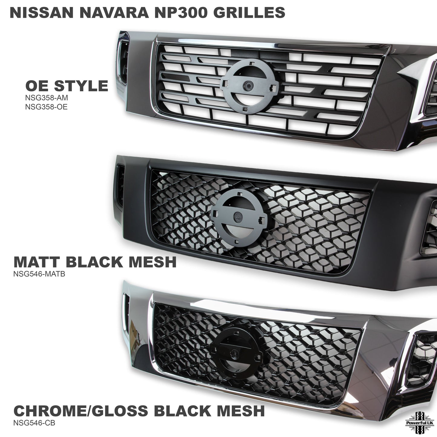 Mesh Style Front Grille - Matt Black - for Nissan Navara NP300