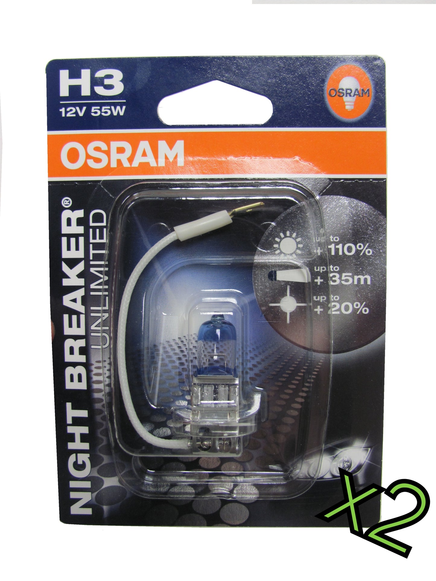 OSRAM H3 high Power " Night Breaker Unlimited" bulbs PAIR