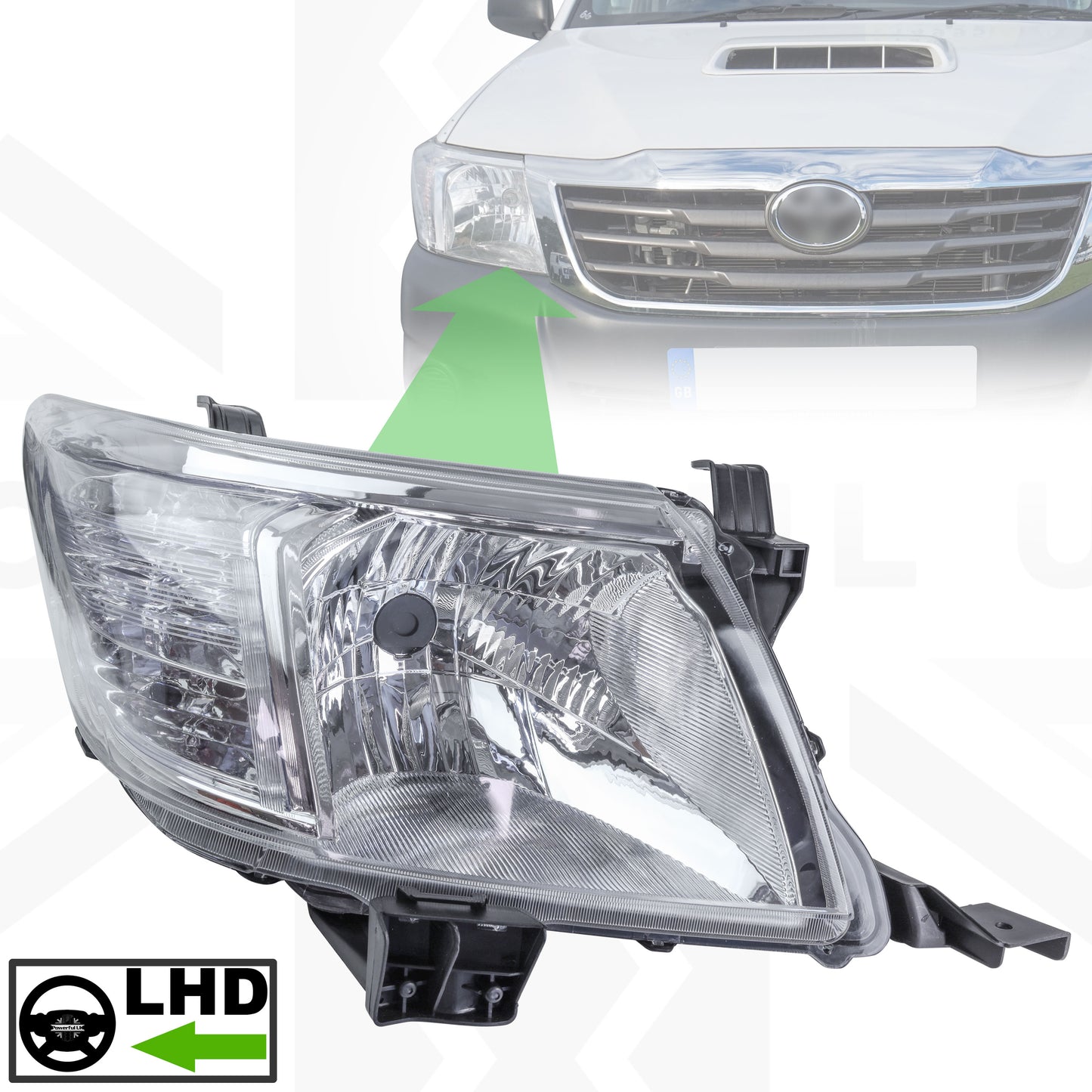 Headlight Assembly (Left Hand Drive) for Toyota Hilux Mk7 2011-15 - Right