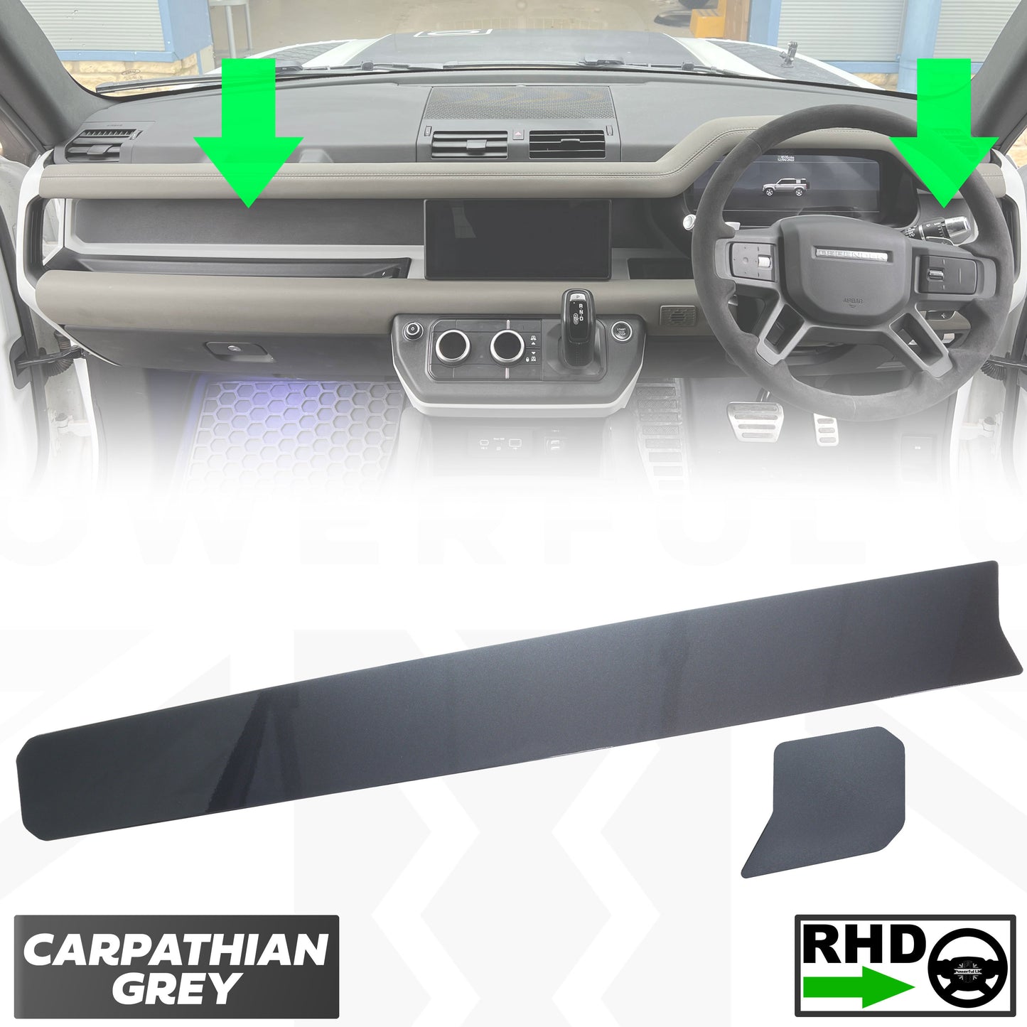Aluminium Dashboard Fascia Panel Kit for Land Rover Defender L663 (RHD) - Carpathian Grey