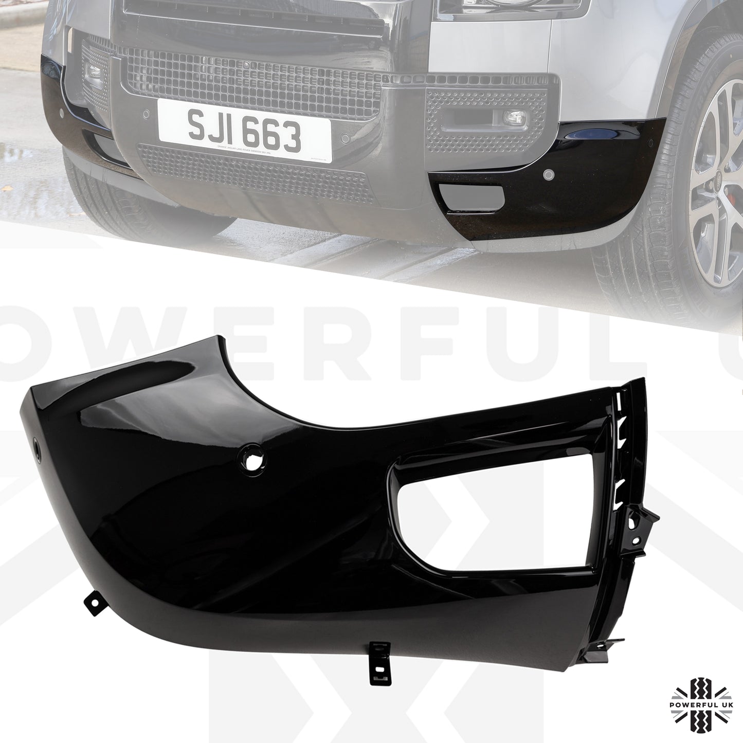 Front Bumper Corner for Land Rover Defender L663 in Gloss Black - RIGHT