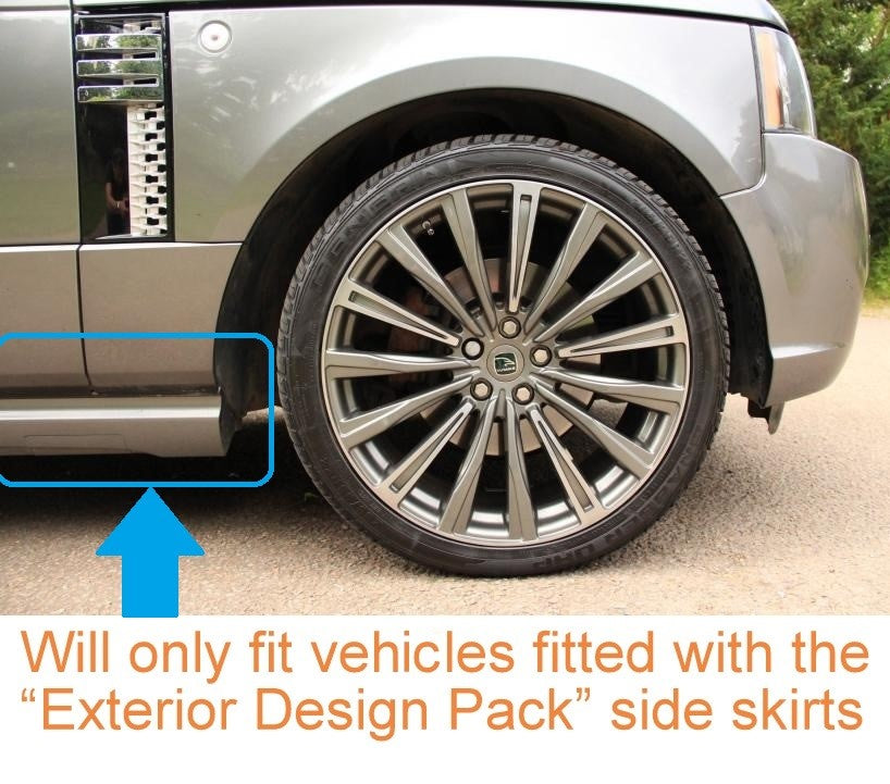 Front Mudflaps for Range Rover L322 fitted with "Exterior Design Pack" Side Skirts - Aftermarket - (Pair)