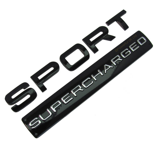 SUPERCHARGED & SPORT tailgate badge for Range Rover - Black