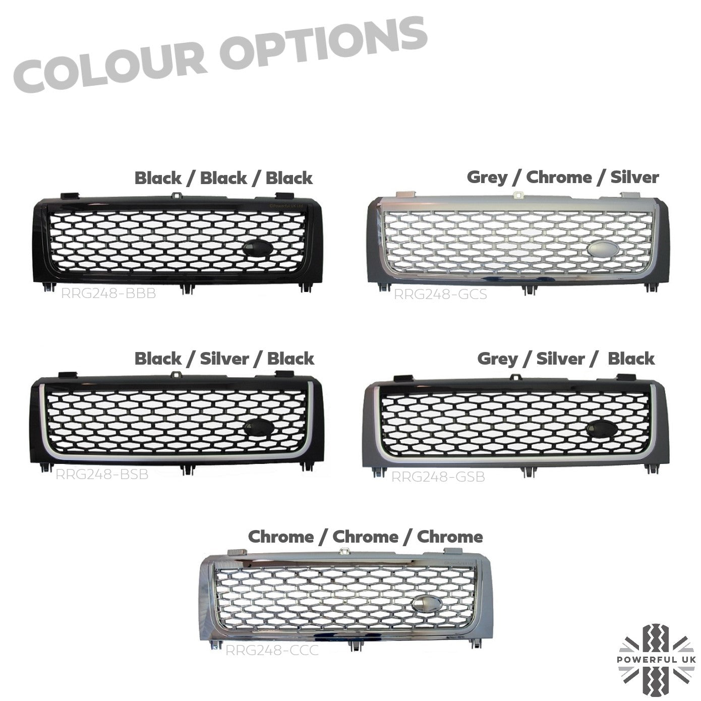 "Autobiography Style" Grille for Range Rover L322 2002-05 (with Square Headlights) - Black Silver Black