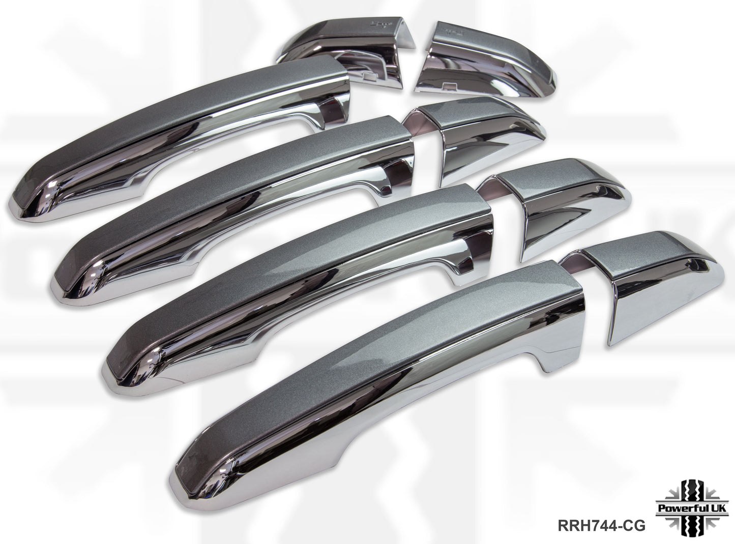 2pc "Autobiography Style" Door Handle Covers for Range Rover Sport L494 - Chrome/Corris Grey