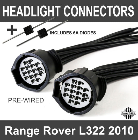 16 Way Headlight Connectors for Range Rover L322 2010 models (Pair)
