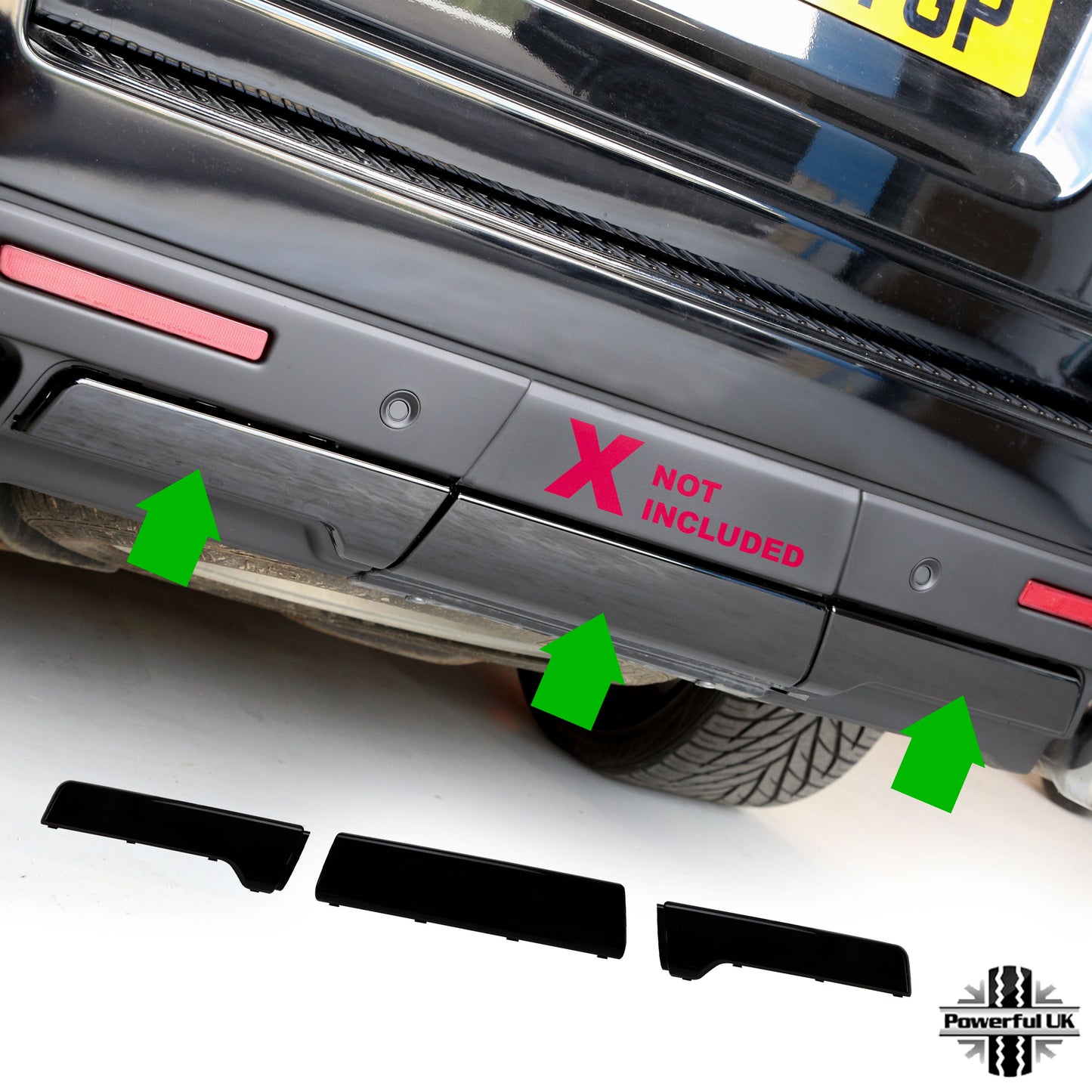 3pc Bumper Inserts for Range Rover Sport Autobiography Rear Bumper - Gloss Black