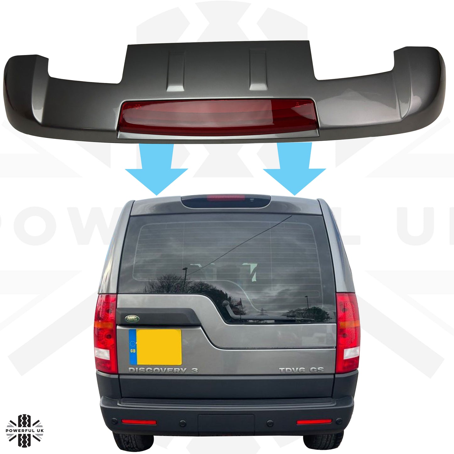 Genuine Rear Tailgate Spoiler in Stornoway Grey for Land Rover Discovery 3