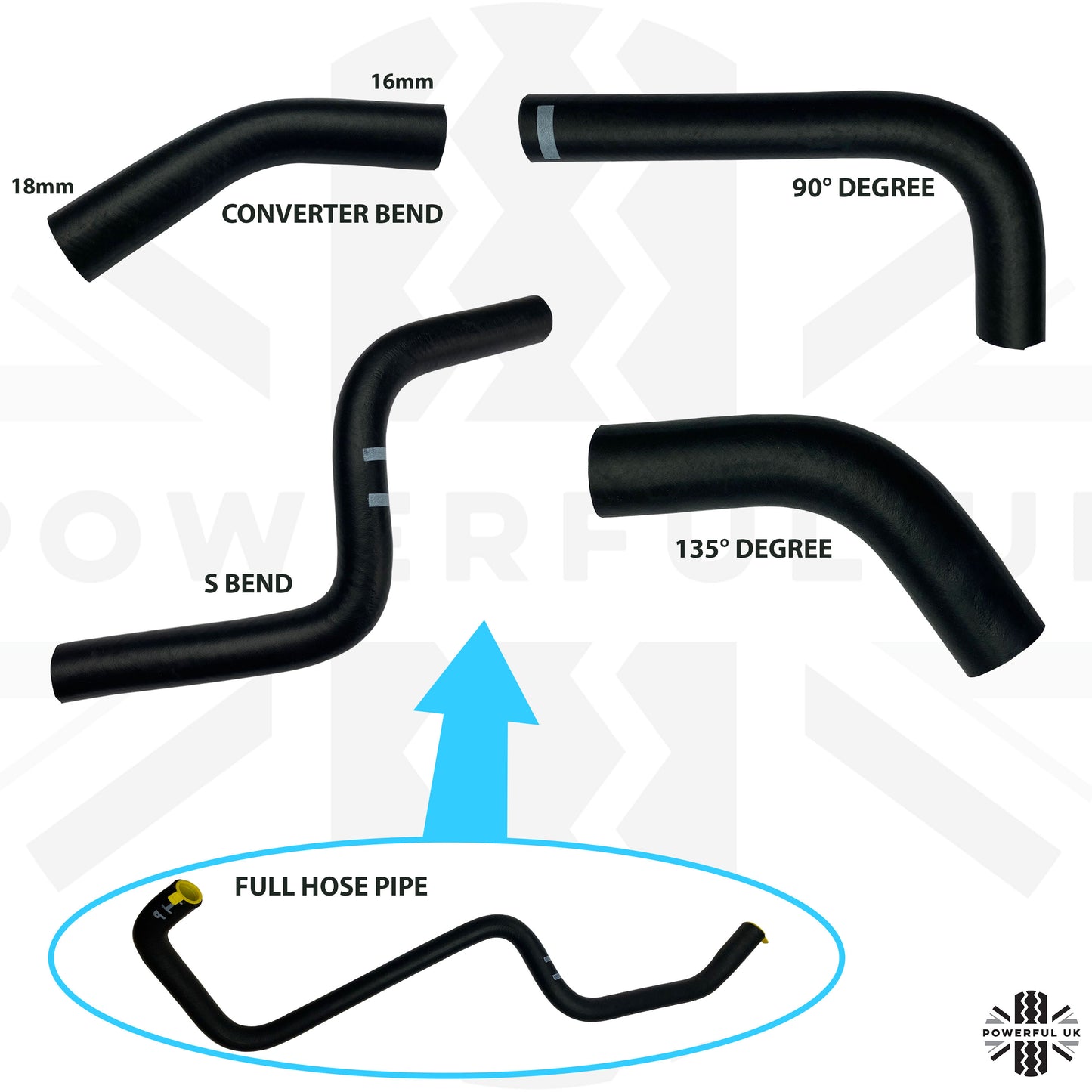 Rubber Hose Pipe 16mm with bends for Classic Kit Car