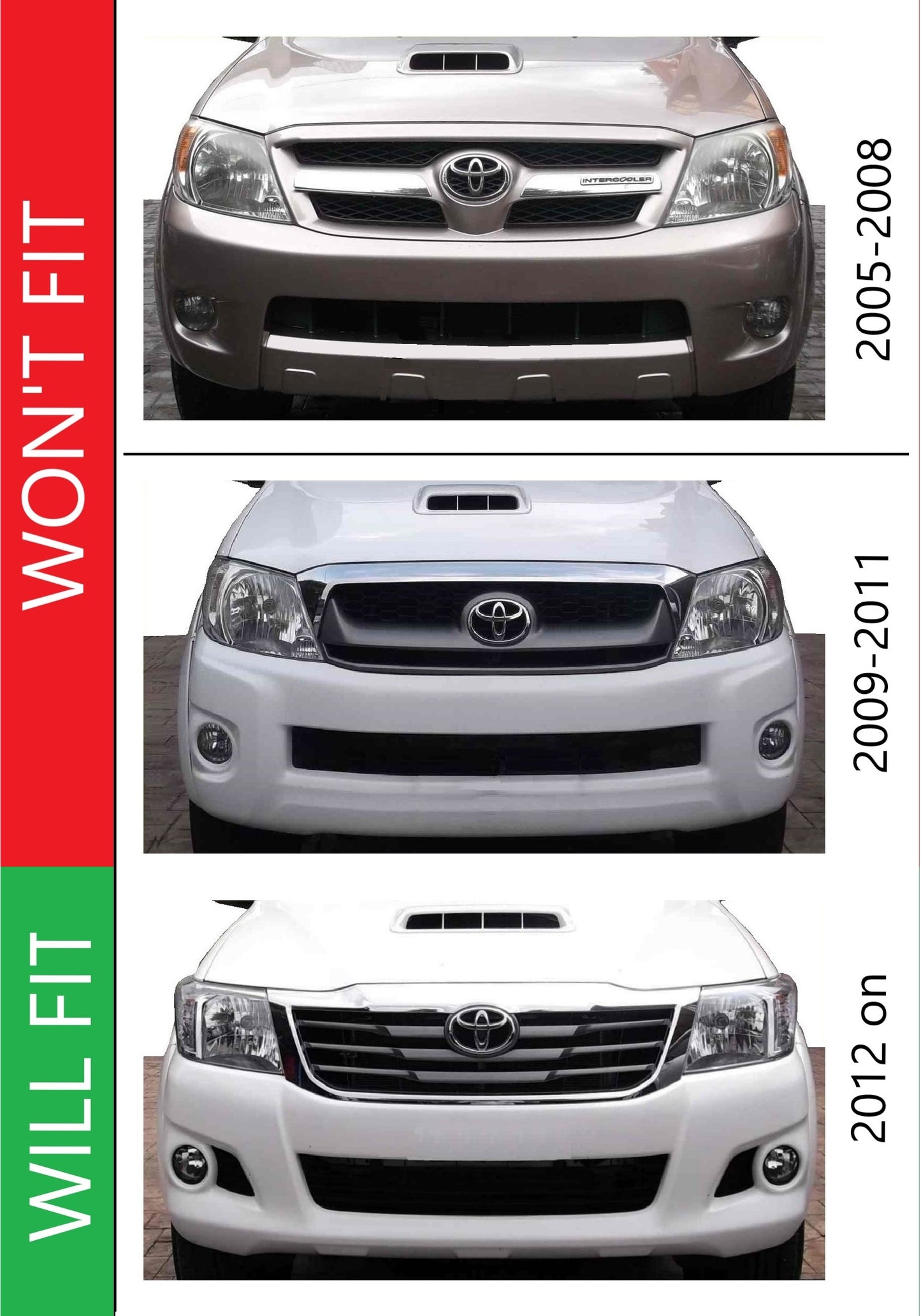 Front Grille - Chrome & Grey - for Toyota Hilux Mk7 Vigo Champ