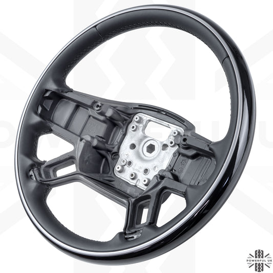 Steering Wheel for Land Rover Defender L663 Gloss Black + Silver Ring