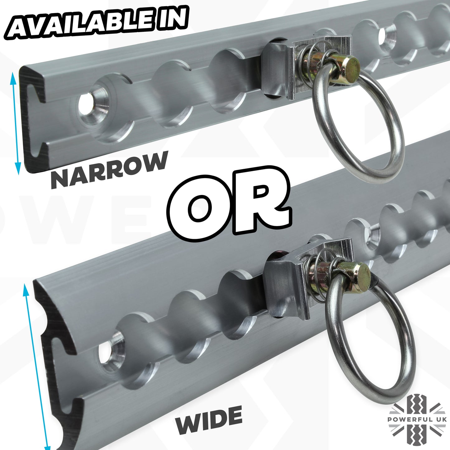 3x Cargo Track/Rails + 4x Tie-down loops - Narrow Type - Black