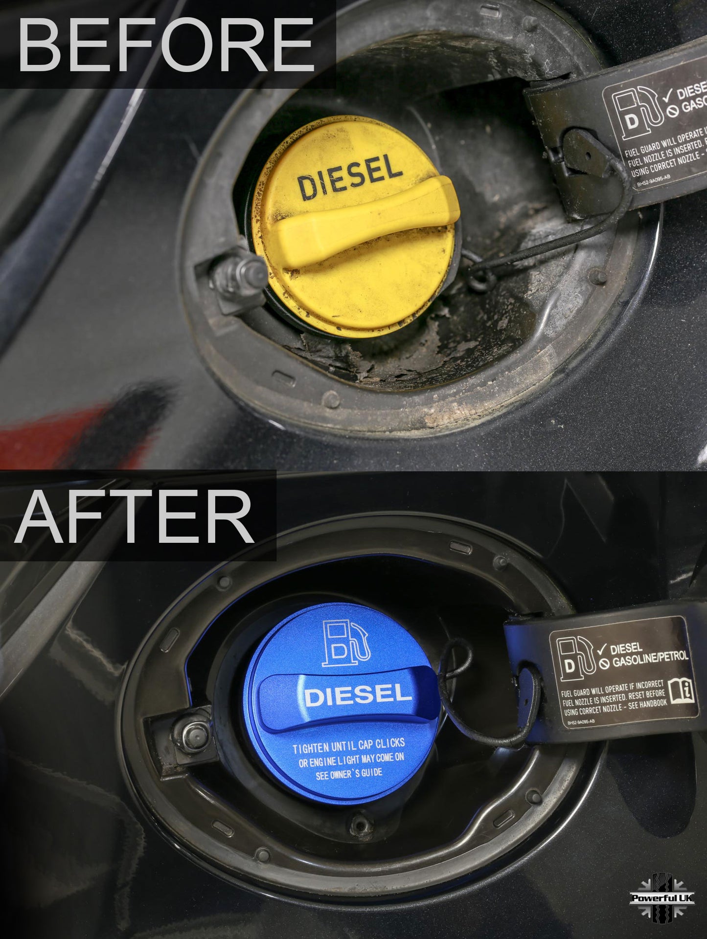 Alloy Fuel Filler Cap Cover for Range Rover Velar - Diesel - Blue