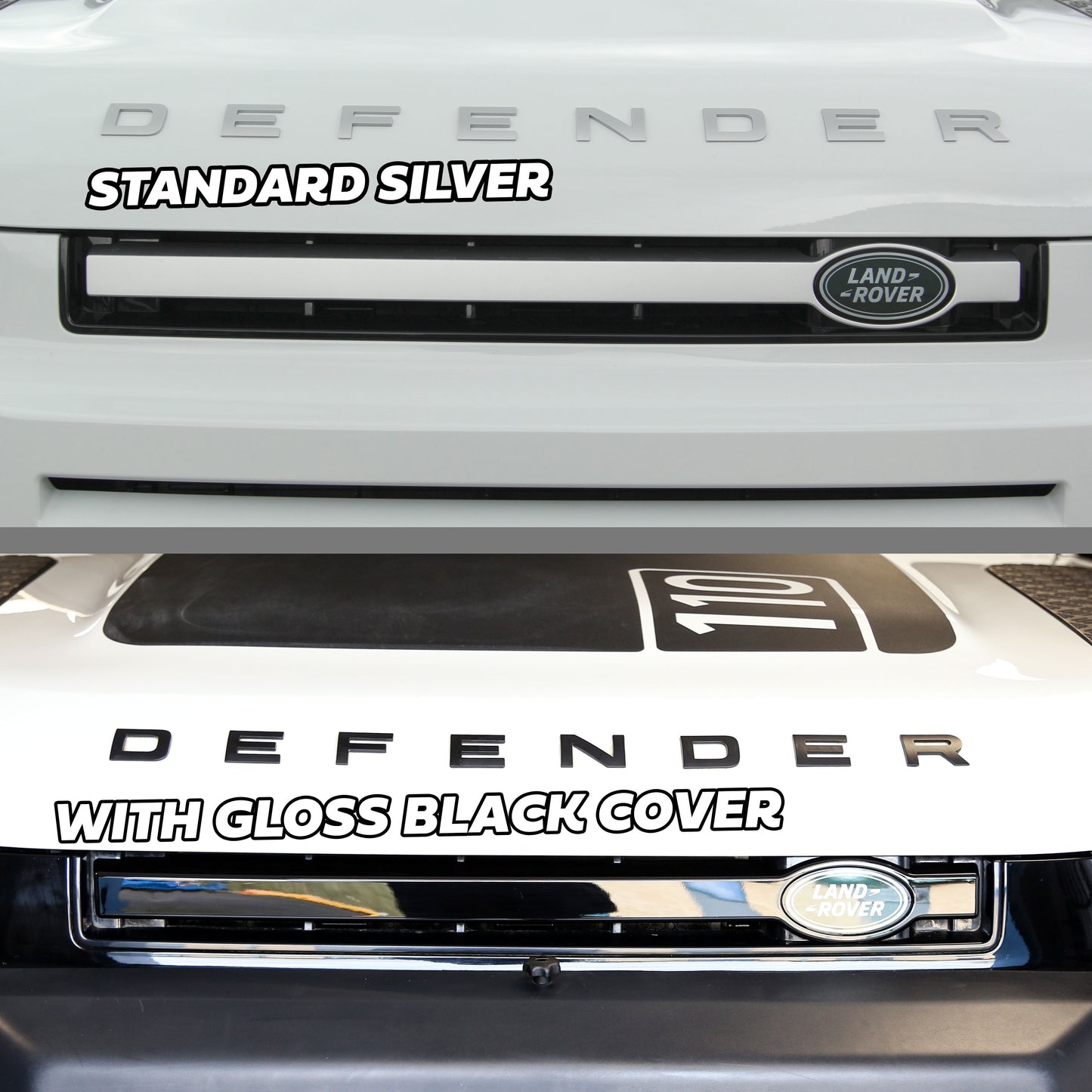 Front Grille Bar Cover for Land Rover Defender L663 - Gloss Black