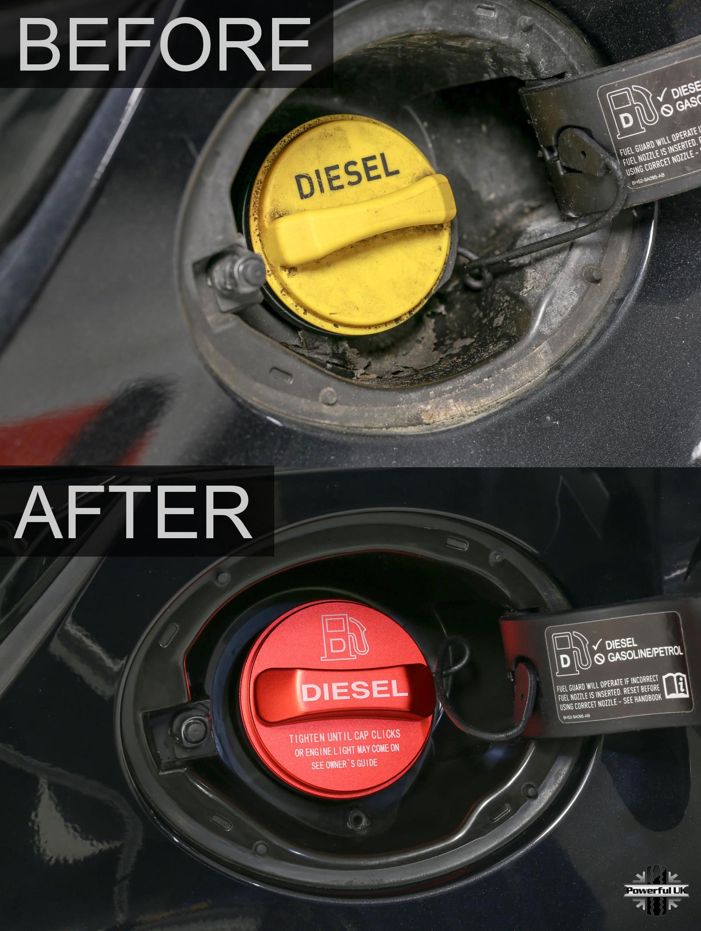 Alloy Fuel Filler Cap Cover for Range Rover Evoque - Diesel - Red