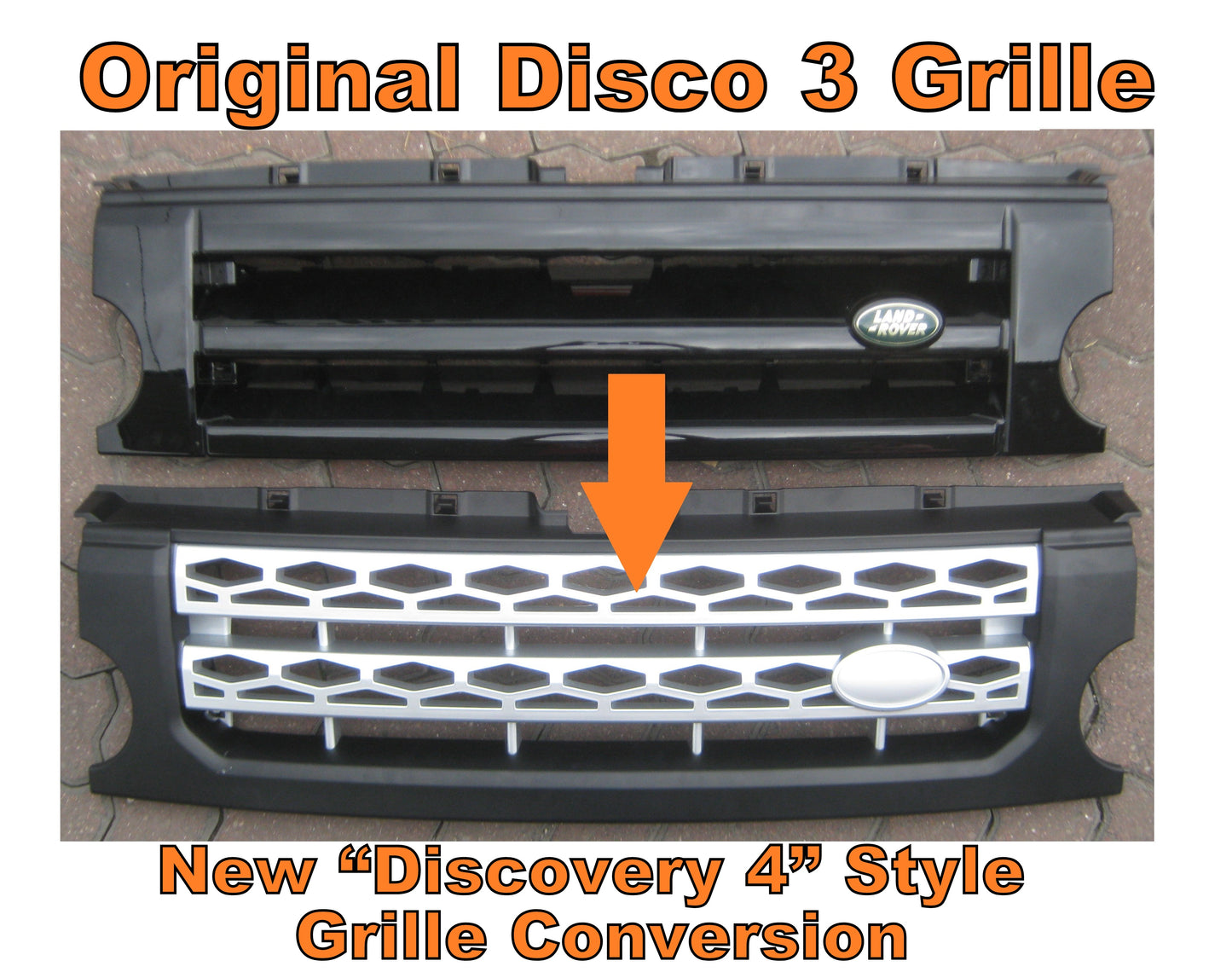 Front Grille for Land Rover Discovery 3 - Disco 4 look - Black / Chrome