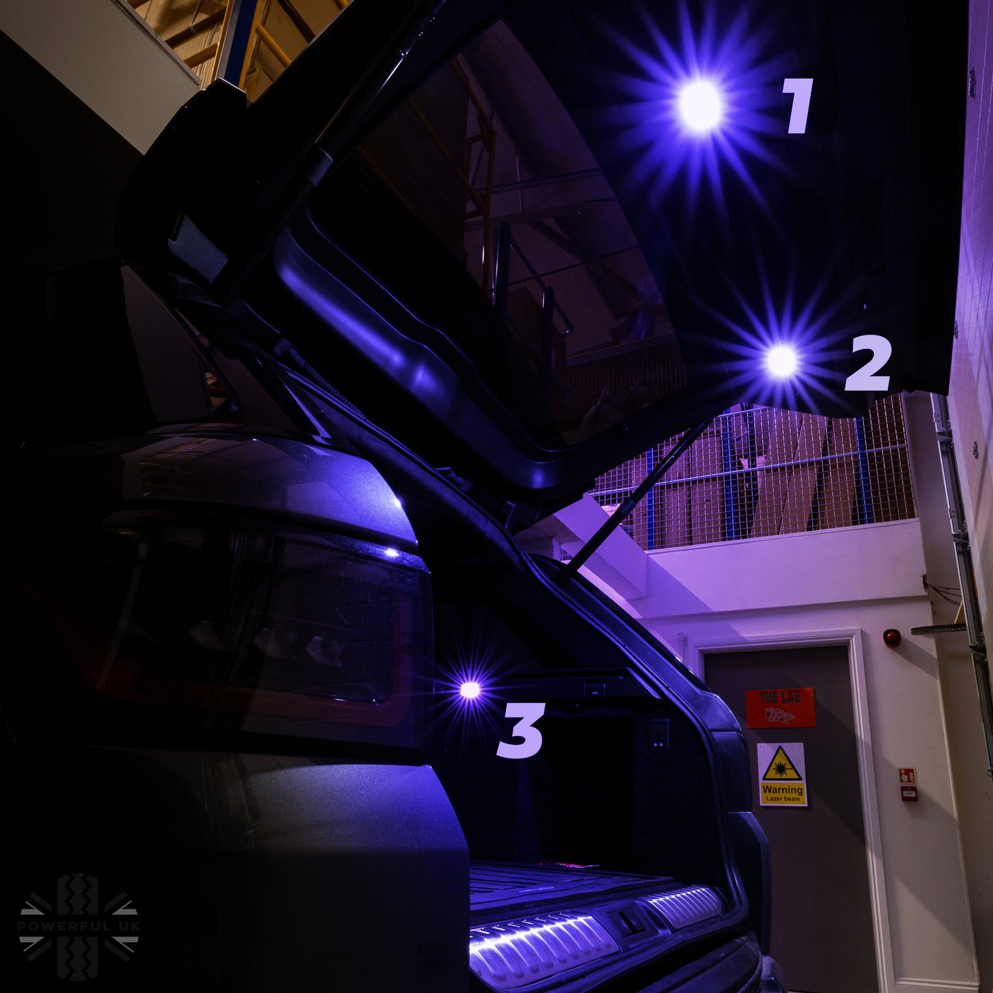 BLUE LED interior boot lamp upgrade for Range Rover Sport L494 (3pc)