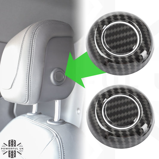 Front Seat Headrest Button Covers for Land Rover Defender L663 - LARGE TYPE - Carbon Fibre